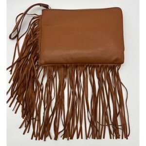 Faux Leather Brown‎ Clutch Crossbody Bag Purse